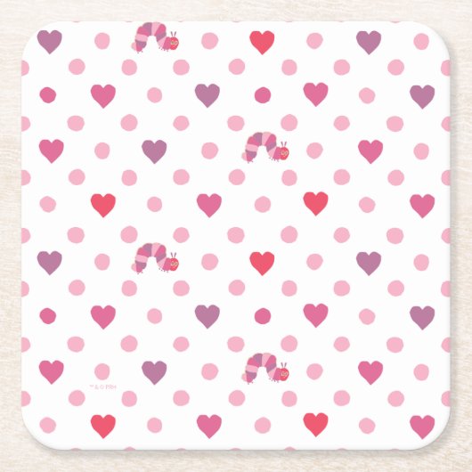 エリック・カレ |バレンタインハート水玉模様パターン スクエアペーパーコースター (正面)