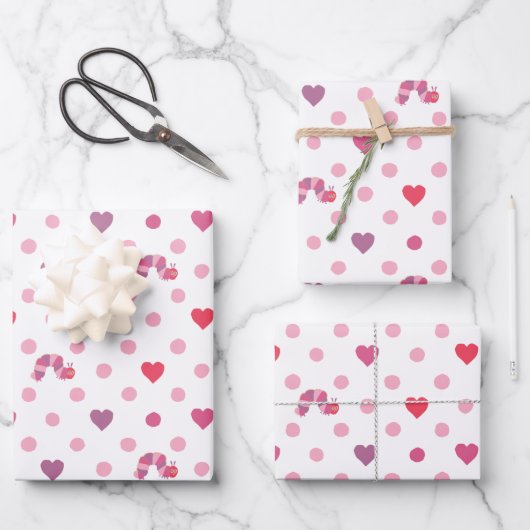 エリック・カレ |バレンタインハート水玉模様パターン ラッピングペーパーシート (正面)