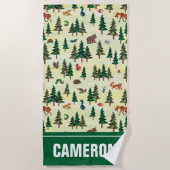 エリック・カレ |フォレストのおもしろいパターンの準備完了 ビーチタオル (正面)