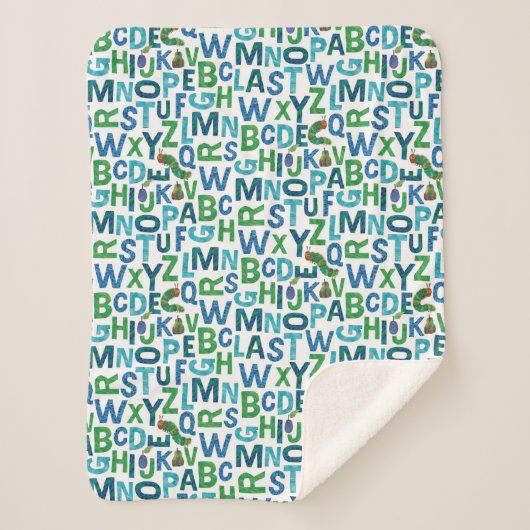 エリック・カレ |青と緑のアルファベットパターン シェルパブランケット (正面)
