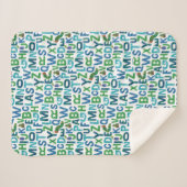 エリック・カレ |青と緑のアルファベットパターン シェルパブランケット (正面(横))