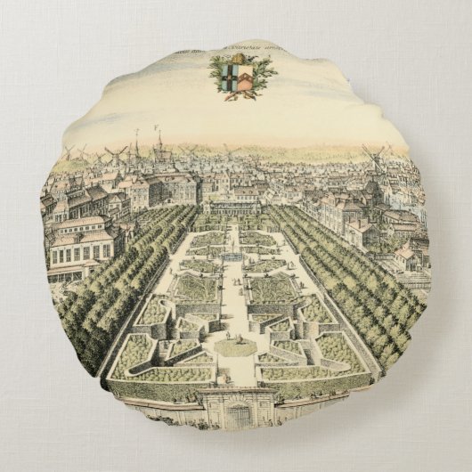 エリック・ダールフォーマルバーグによる庭園の空中眺め ラウンドクッション (裏面)