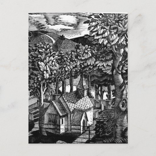 エリック・ラヴリウス – 丘の下の教会 ポストカード (正面)