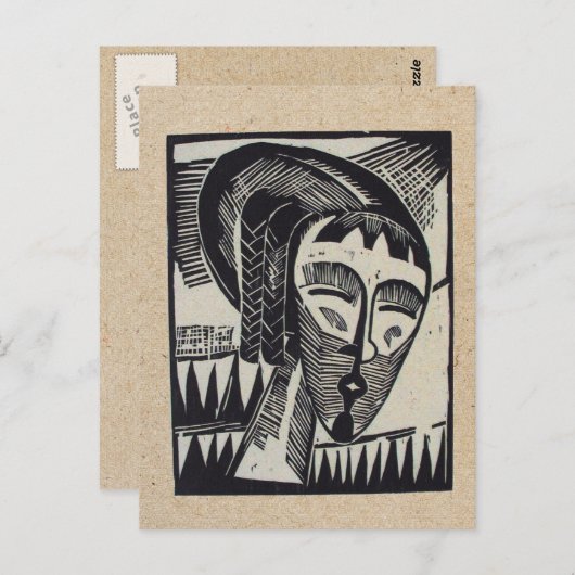 エリッヒHeckelの木版画の郵便はがき ポストカード (正面/裏面)