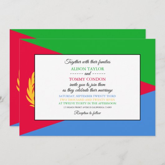 エリトリアの国旗, エリトリアの国旗 結婚式 招待状 (正面/裏面)