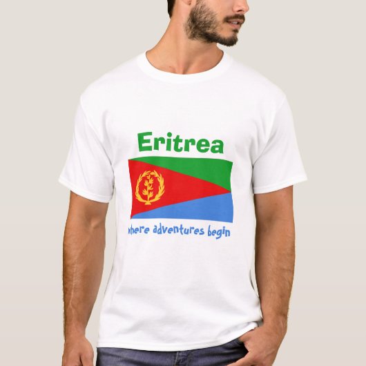 エリトリアの旗+地図+テキストTシャツ Tシャツ (正面)