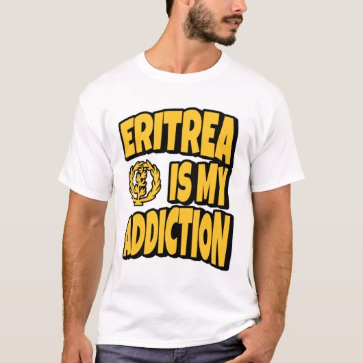 エリトリアは私の中毒ラブエリトリア国旗の地図Inde Tシャツ (正面)
