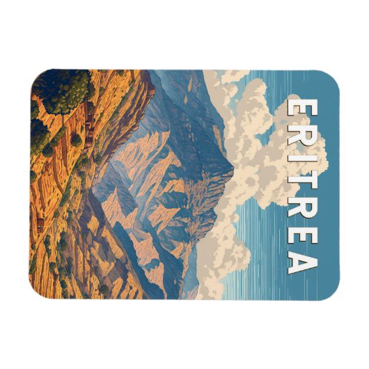 エリトリアイラストレーショントラベルアートヴィンテージ マグネット (横)