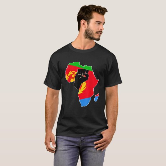 エリトリア国旗でエリトリアを愛するアフリカの地図Rais Tシャツ (正面フル)