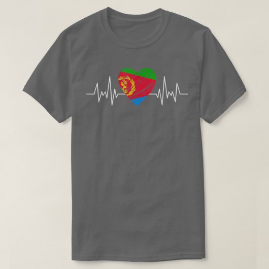 エリトリア国旗とハートビートプライドグランジエリトリア Tシャツ (デザイン正面)