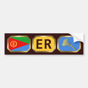 エリトリア国旗の地図コードバンパーステッカー バンパーステッカー