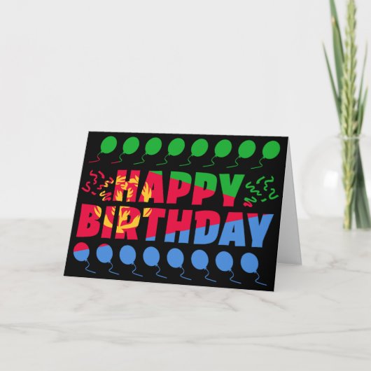 エリトリア国旗の愛国的誕生日 カード (正面)