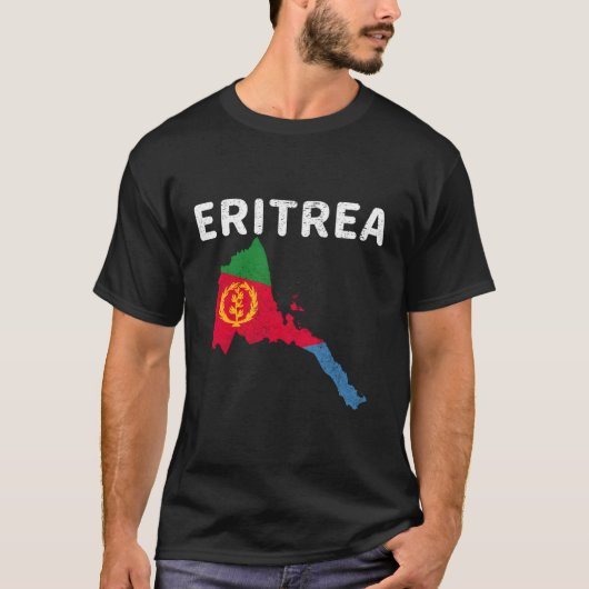 エリトリア国旗アフリカ金ゴールドオリーブ枝 Tシャツ (正面)