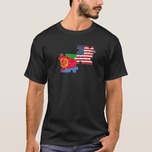 エリトリアUSAエリトリア米国旗 Tシャツ (正面)