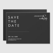 エリミニマルーな黒いモダン結婚式の日付を保存 (正面/裏面)