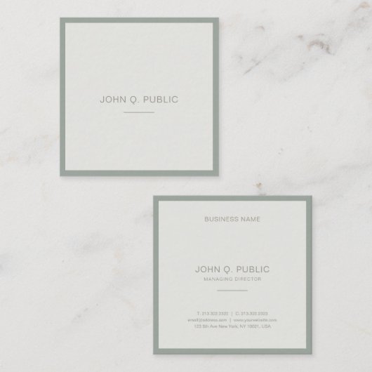 エリモダンートシンプルデザイングエレガントリーンテンプレート スクエア名刺 (正面/裏面)