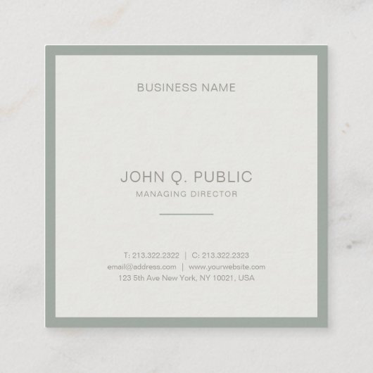 エリモダンートシンプルデザイングエレガントリーンテンプレート スクエア名刺 (裏面)