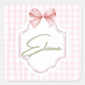 エリヤナ オーダーメイド ピンク リボン＆ギンガム プリント スクエアシール (正面)