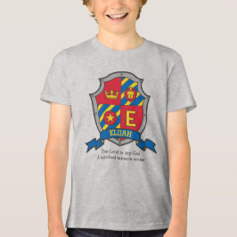 エリヤ文字E名は少年の紋付き盾を意味する トライブレンドTシャツ