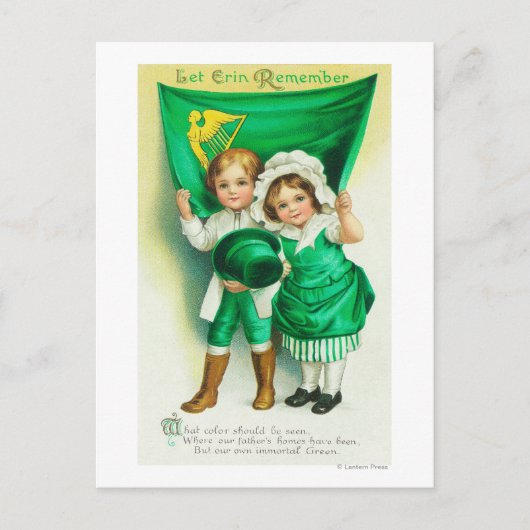 エリンに旗を掲げた夫婦を思い出させる ポストカード (正面)