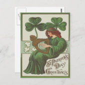 エリンのハープ シャムロック ポストカード (正面/裏面)