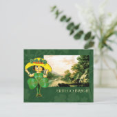 エリンゴーブラグヴィンテージアイリッシュガールセントパトリックの日 ポストカード (スタンド正面)