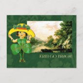 エリンゴーブラグヴィンテージアイリッシュガールセントパトリックの日 ポストカード (正面)