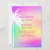 エリンパームツリーホワイトカラフルモダン 招待状 (正面)