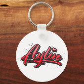 エリン赤いハートグラフティシュリュッセランナーガー キーホルダー (正面)