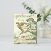 エリン音楽ノートの女性シャムロックハープ ポストカード (スタンド正面)