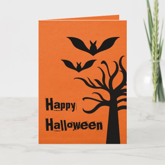 エリーこうもりハロウィンカード、オレンジ カード (正面)