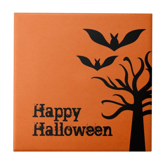 エリーこうもりハロウィーンタイル，オレンジ タイル (正面)
