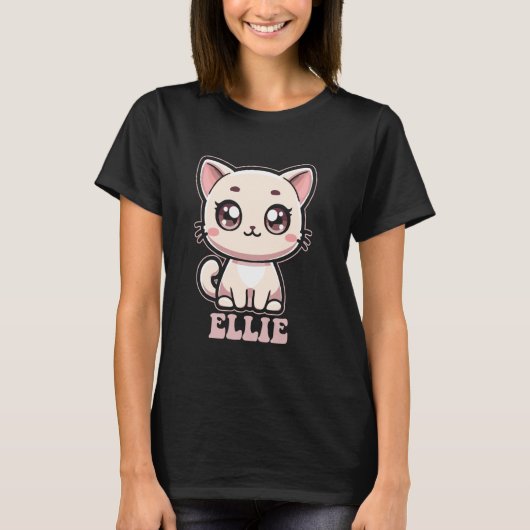 エリーちゃんにぴったり 可愛い猫のデザイン Tシャツ (正面)