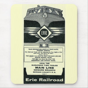 エリーの鉄道郊外のタイムテーブルカバー1958年 マウスパッド