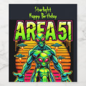 エリーエイリアンネオンの下のエリア51の近くを歩く ワインラベル (シングルラベル)