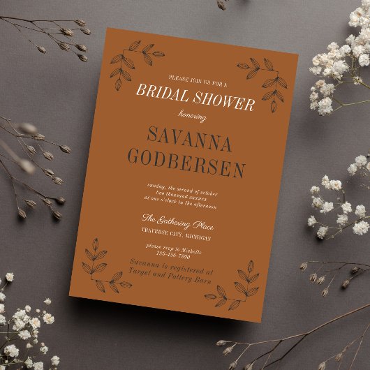 エリーオータムハロウィーンオレンジブラックブライダルシャワー 招待状