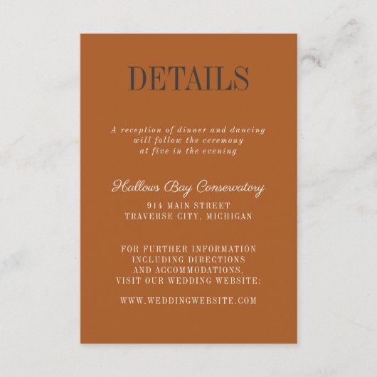 エリーオータムハロウィーンテラコッタブラック結婚ズ エンクロージャーカード (正面)