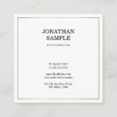 エリートお洒落デザイントレンディー金ゴールドプレーンモダンシック スクエア名刺 (裏面)