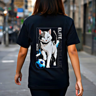 エリートねこサッカーエース：かっこいい猫サッカーファン トライブレンドＴシャツ