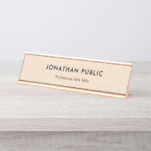 エリートのシャンペン色のバラの金ゴールドのシンプルな設計 デスクネームプレート (正面)