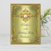 エリートアボカドグリーン金ゴールド誕生日パーティー2 招待状 (スタンド正面)