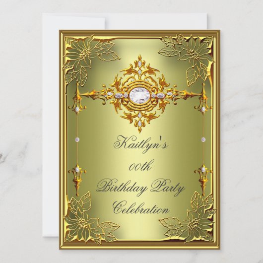 エリートアボカドグリーン金ゴールド誕生日パーティー2 招待状 (正面)