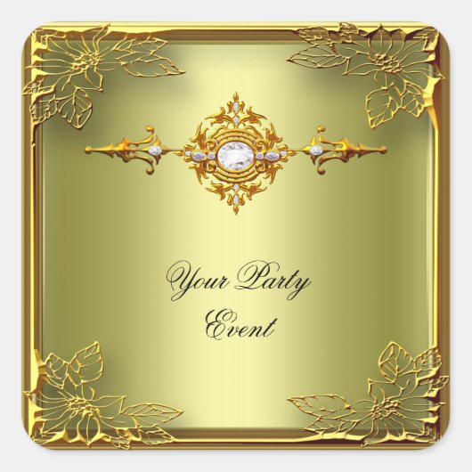 エリートアボカドグリーン金ゴールド スクエアシール (正面)