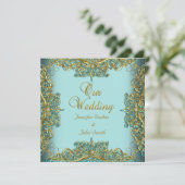 エリートエレガントなウェディング華美ブルーセット金ゴールド 招待状 (スタンド正面)