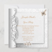 エリートエレガントバースデーパーティベージュホワイトフラワーズ 招待状 (裏面)