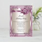 エリートエレガントバースデーパーティーピンククリーム 招待状 (スタンド正面)