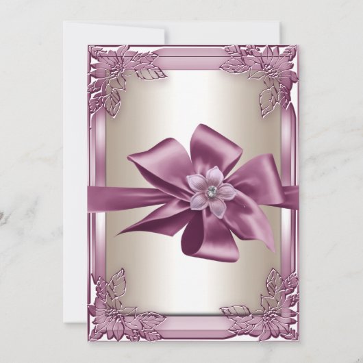 エリートエレガントバースデーパーティーピンククリーム 招待状 (裏面)