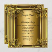 エリートエレガントバースデーパーティー金ゴールドオン金ゴールド 招待状 (正面/裏面)