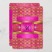 エリートエレガント金ゴールドピンクバースデーパーティー4 招待状 (正面/裏面)