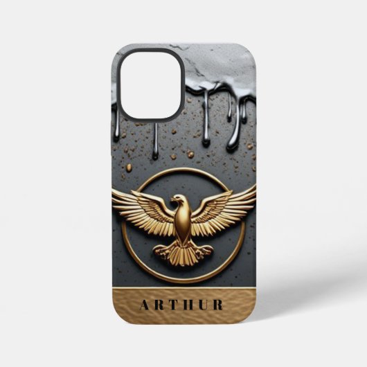 🦅 エリートカスタムネームイーグルリキッドゴールド ✨ iPhoneケース (裏面)